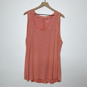 Ava & Viv Orange White Striped Long Tank top
